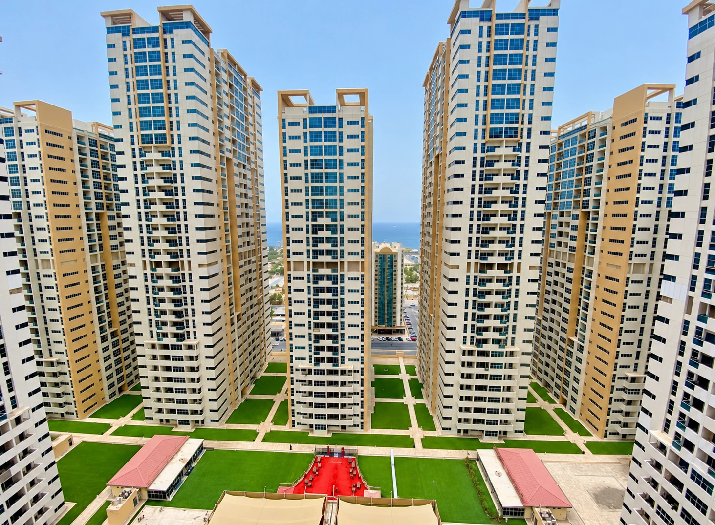Ajman One Towers courtyard